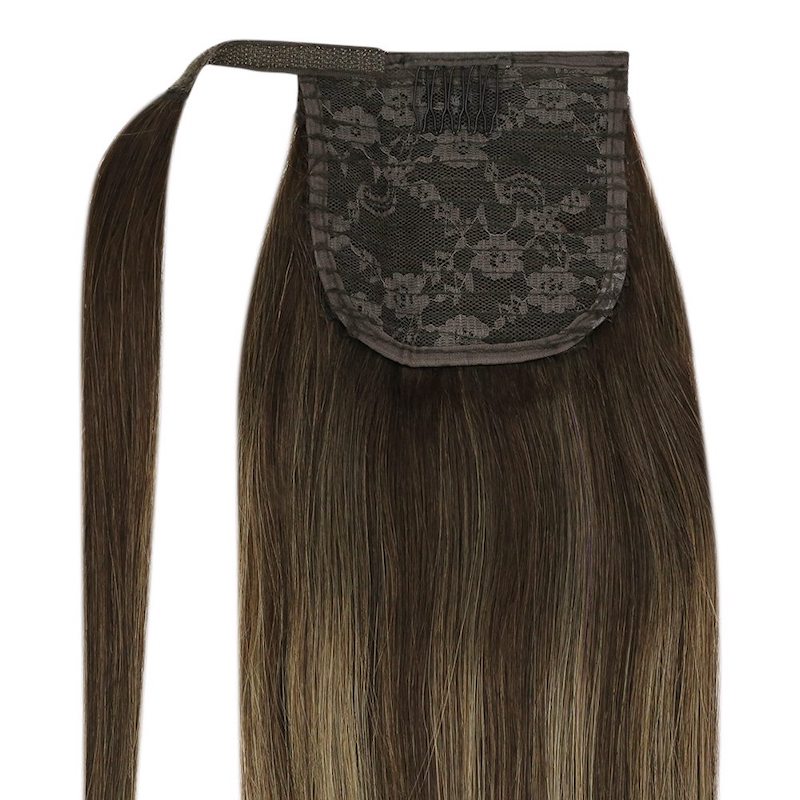 Human Hair Ponytail Extensions Balayage Highlights #2/8/2 100G Straight