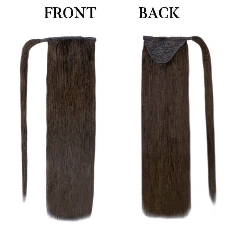 Usine de cheveux humains Extensions de queue de cheval à clipser Wrap Around 100G #2 Brun le plus foncé