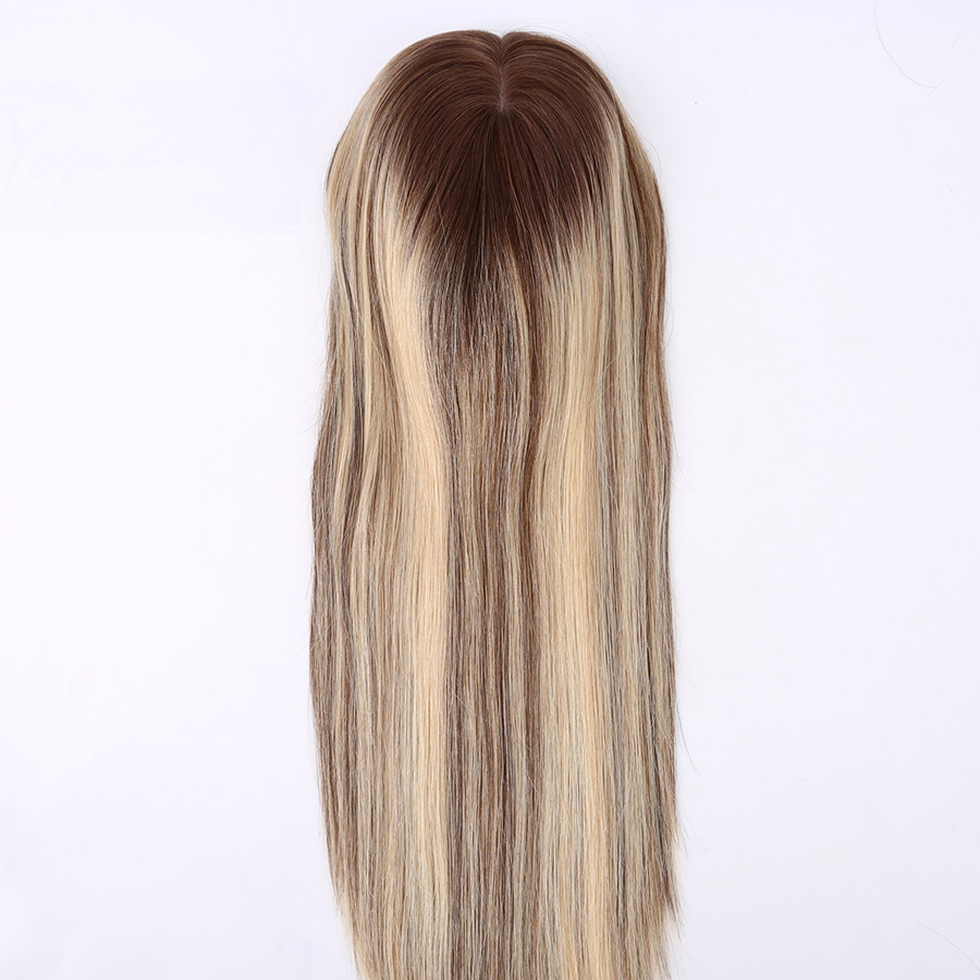 Human Hair Topper for Women Silk Toppers 7X8 with 4x4 Silk Base
