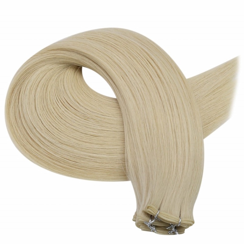 Invisible Genius Weft Hair Extensions Virgin Human Hair Platinum Blonde #60