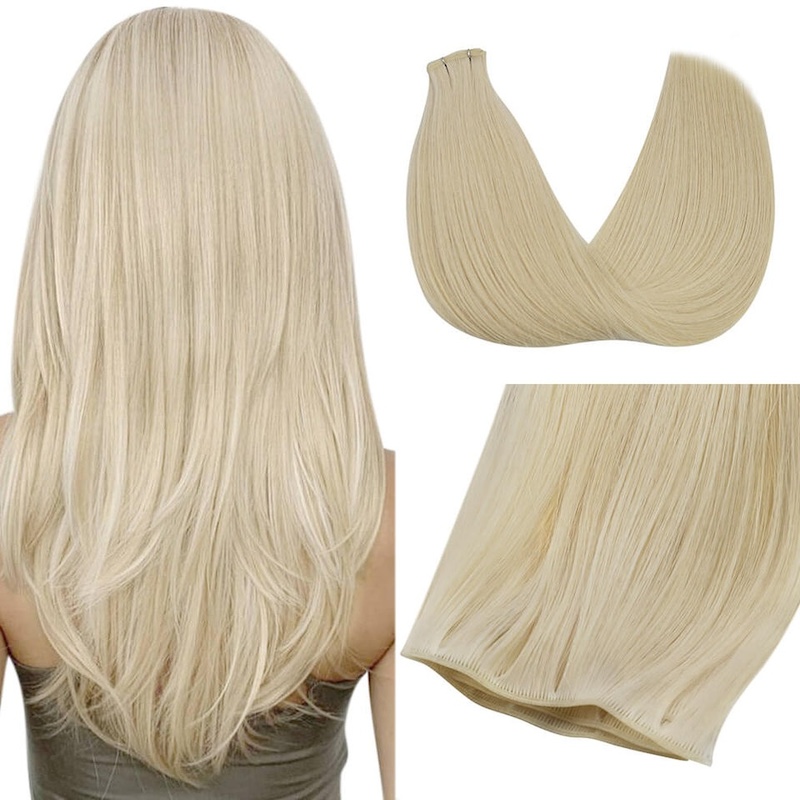Extens&otilde;es de Cabelo Invis&iacute;vel G&ecirc;nio Cabelo Humano Virgem Loiro Platina #60
