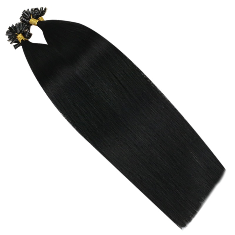 K-Tip Hair Vendor Virgin Human Hair K-Tip Extensions Jet Black #1