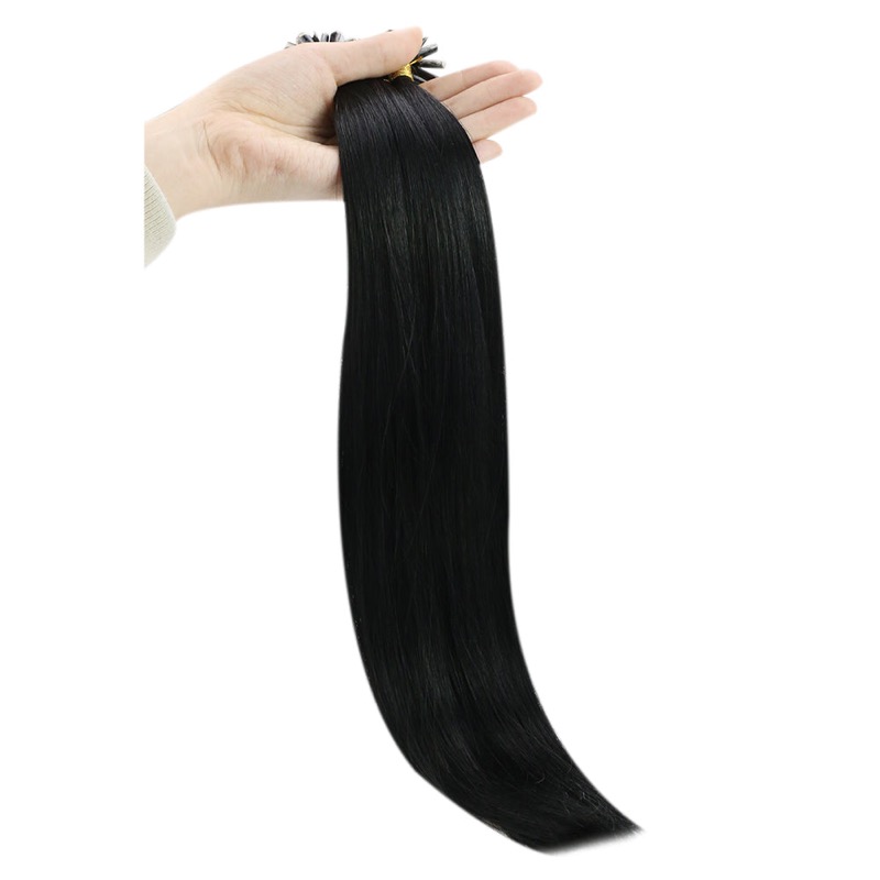 K-Tip Hair Vendor Virgin Human Hair K-Tip Extensions Jet Black #1