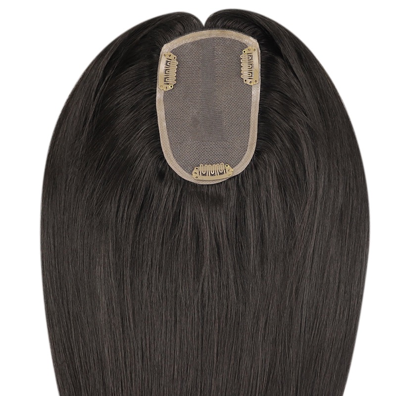 Lace Toppers 3x5 Inch Lace Base Hairpiece For Women Pure Color #1B Off Black