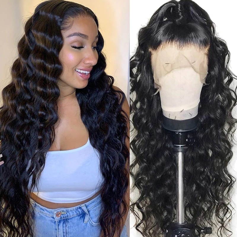 Perucas de Renda Frontal Solta Ondulada com Profundidade de 13x4 e Cabelo de Bebê Pluckeada Previamene