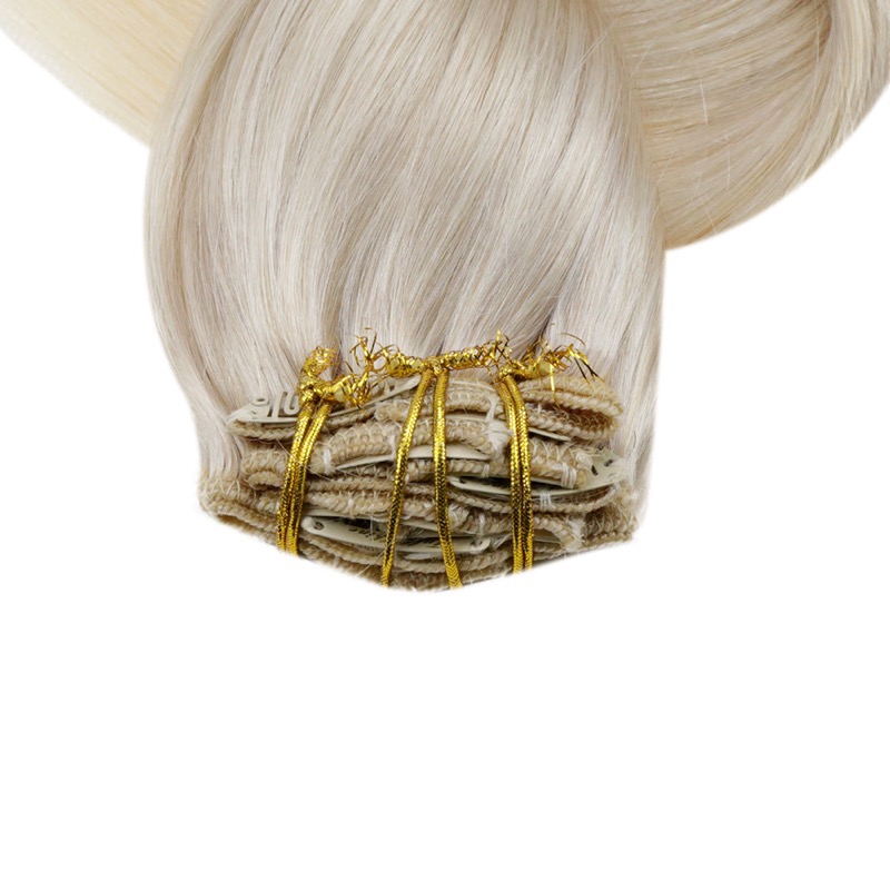 Extensions à clips en cheveux humains Remy Blond Platine #60 Près de moi Magasin de Cheveux