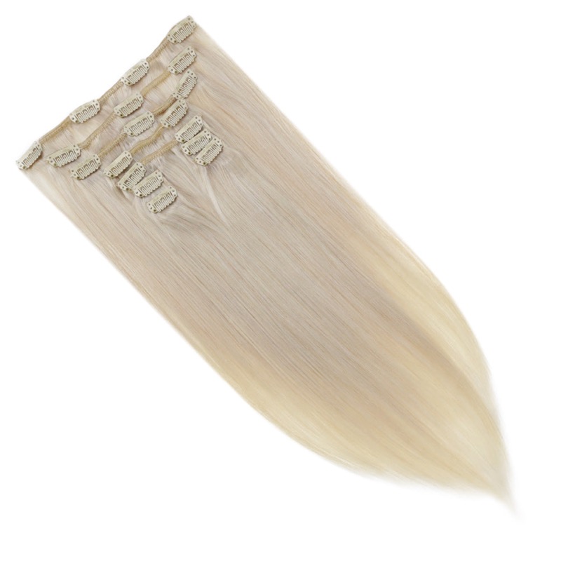 Extensions à clips en cheveux humains Remy Blond Platine #60 Près de moi Magasin de Cheveux