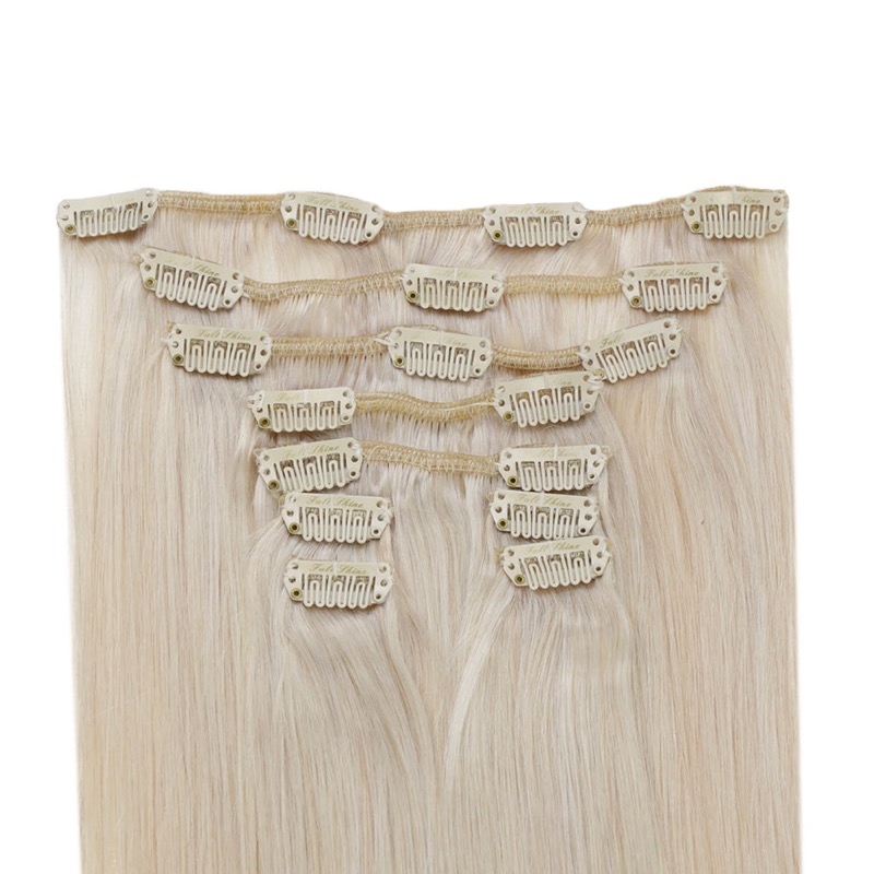 Extensions à clips en cheveux humains Remy Blond Platine #60 Près de moi Magasin de Cheveux