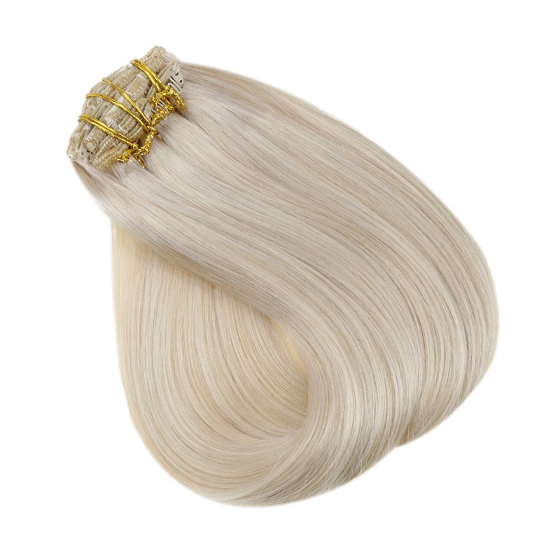 Extensions à clips en cheveux humains Remy Blond Platine #60 Près de moi Magasin de Cheveux