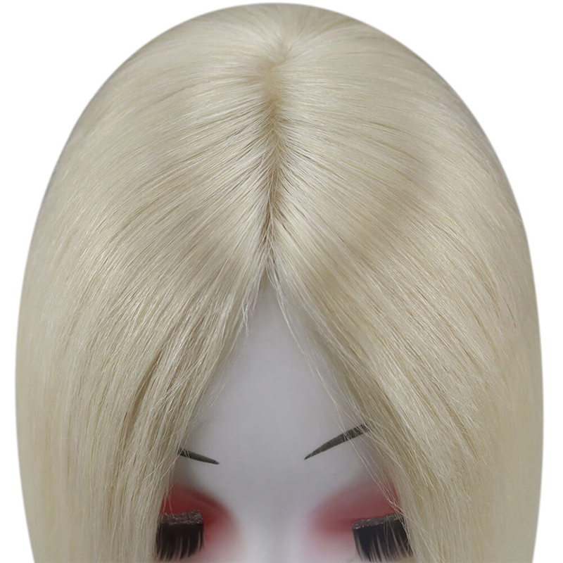 Platinum Blonde #60 Mono Human Hair Topper 3X5 Inch Hairpiece