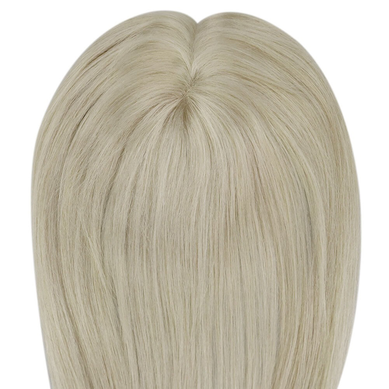Platinum Blonde #60 Mono Human Hair Topper 3X5 Inch Hairpiece