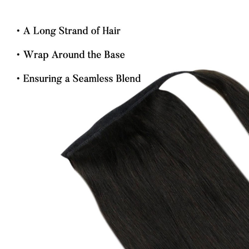 Wholesale Human Hair Ponytail Extension Clip in Hair Piece #1B Natural Black