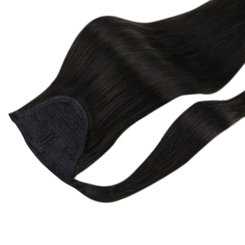 Wholesale Human Hair Ponytail Extension Clip in Hair Piece #1B Natural Black