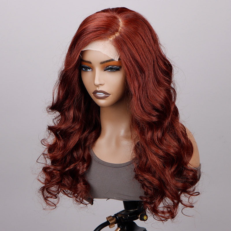 Reddish Brown Body Wave Wig 5x5 HD Lace Wig C Part Human Hair Wigs