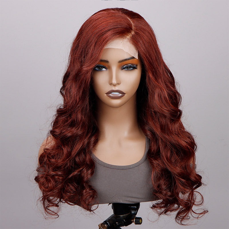 Reddish Brown Body Wave Wig 5x5 HD Lace Wig C Part Human Hair Wigs