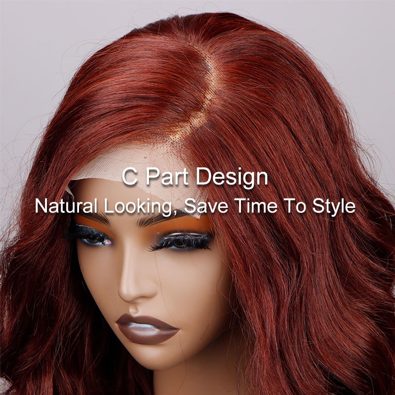 Reddish Brown Body Wave Wig 5x5 HD Lace Wig C Part Human Hair Wigs