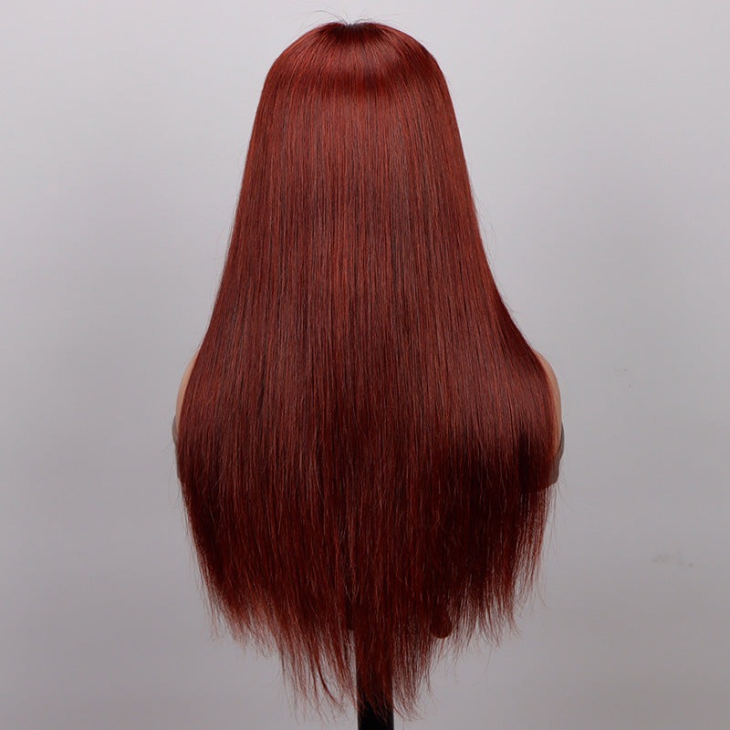 Reddish Brown Ultra Silky Straight 5x5 HD Lace Closure Wigs Mid Part Wig
