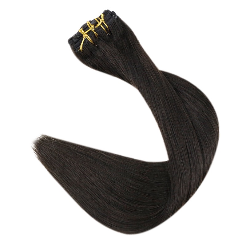 Remy Human Hair Off Black #1B Clip-In Extensions China Best Hair Vendor