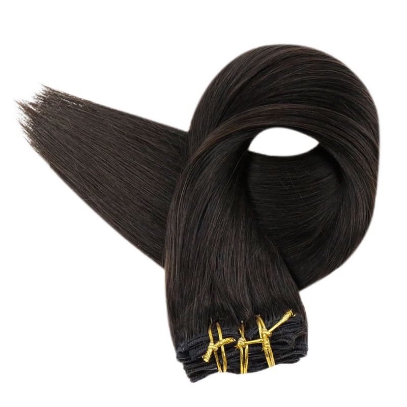 Remy Human Hair Off Black #1B Clip-In Extensions China Best Hair Vendor