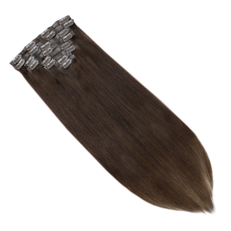 Seamless Darkest Brown PU Clip-In Hair Extensions Remy Human Hair (#2) | Hair Store