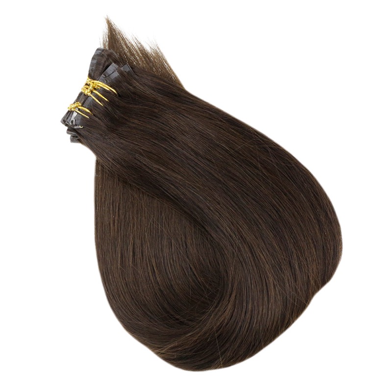 Seamless Darkest Brown PU Clip-In Hair Extensions Remy Human Hair (#2) | Hair Store