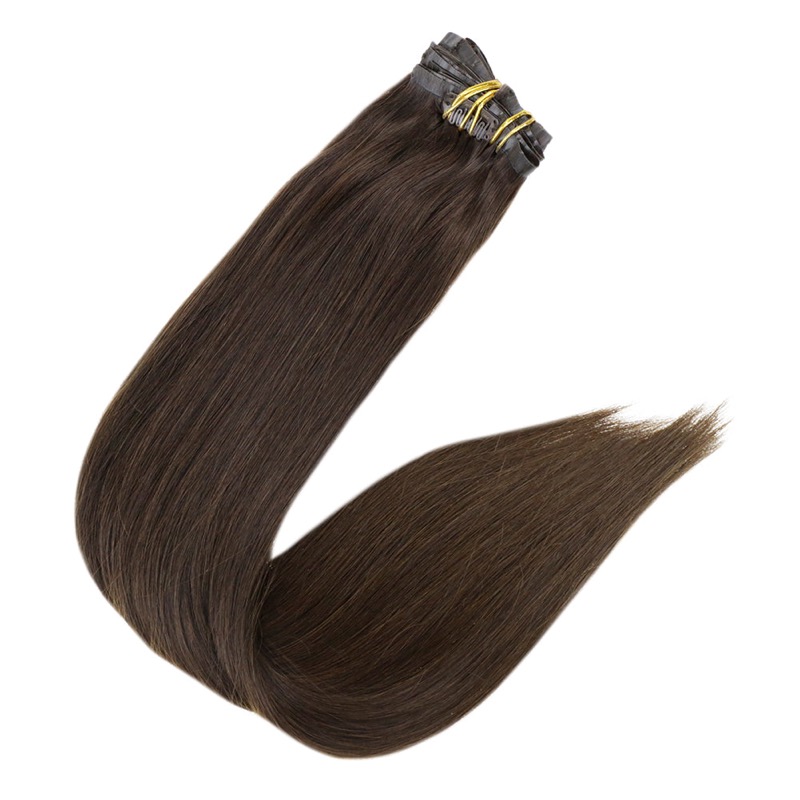 Seamless Darkest Brown PU Clip-In Hair Extensions Remy Human Hair (#2) | Hair Store