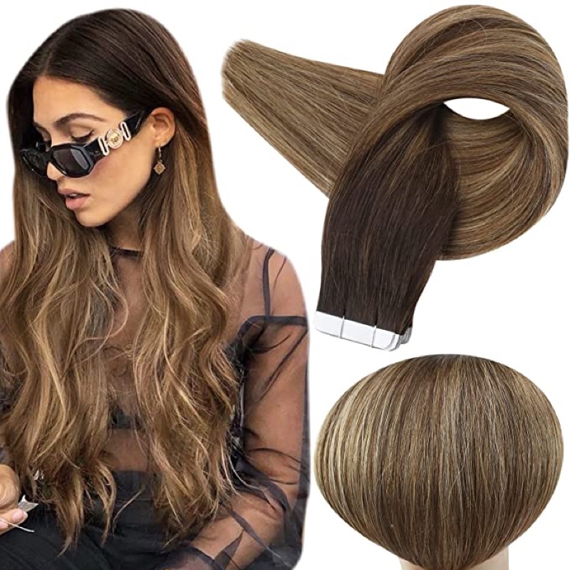 Tape-in Hair Extensions 100% Remy Human Hair Balayage #2/3/27