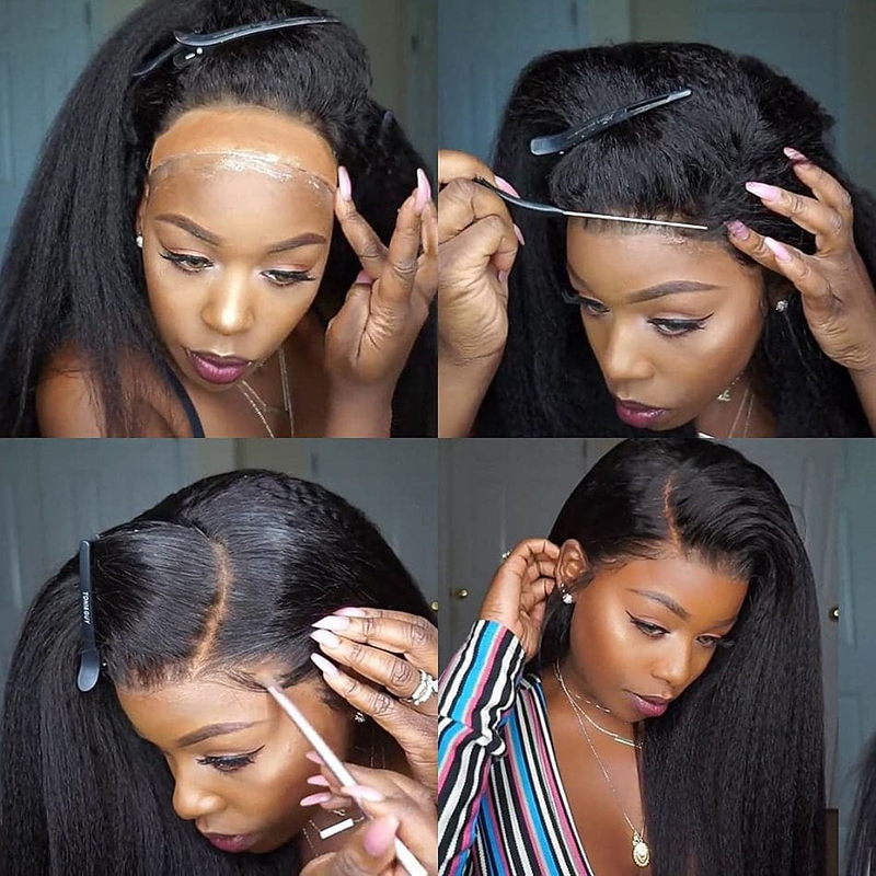 Wholesale Transparent 360 Lace Frontal Wigs Kinky Straight Human Hair Wigs