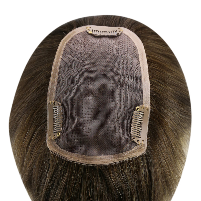 Virgin Hair Toppers 3x5 Inch Lace Base Hairpiece For Women Balayage #4/27/4