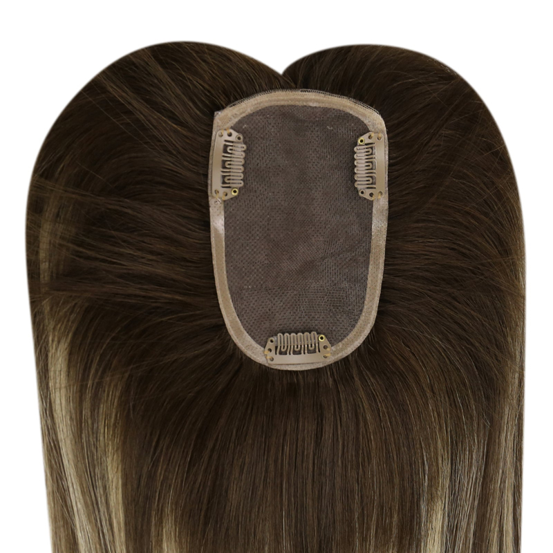 Virgin Hair Toppers 3x5 Inch Lace Base Hairpiece For Women Balayage #4/27/4