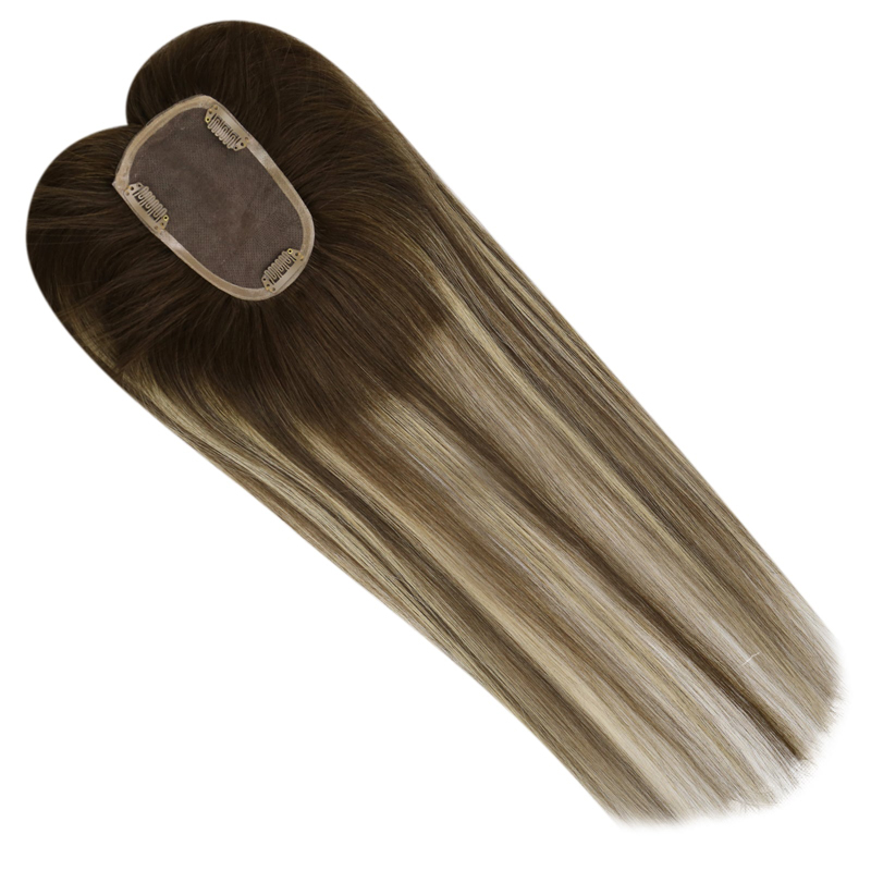 Virgin Hair Toppers 3x5 Inch Lace Base Hairpiece For Women Balayage #4/27/4