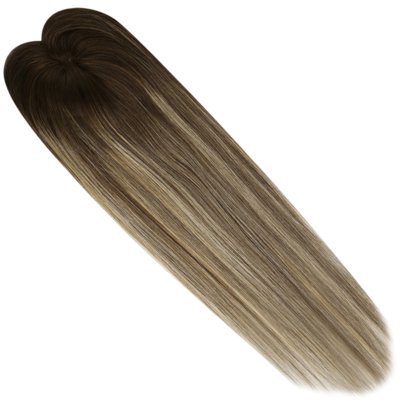 Virgin Hair Toppers 3x5 Inch Lace Base Hairpiece For Women Balayage #4/27/4