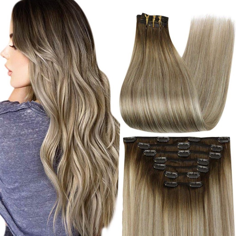 Virgin Human Hair Balayage #2/18/22 Clip-in Extensions Hair Vendor