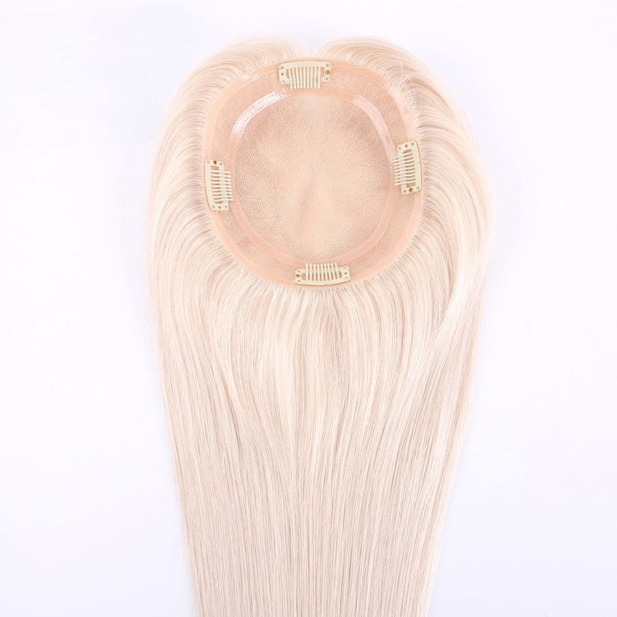 Virgin Human Hair White Blonde Topper Monofilament Hair Pieces Supplier