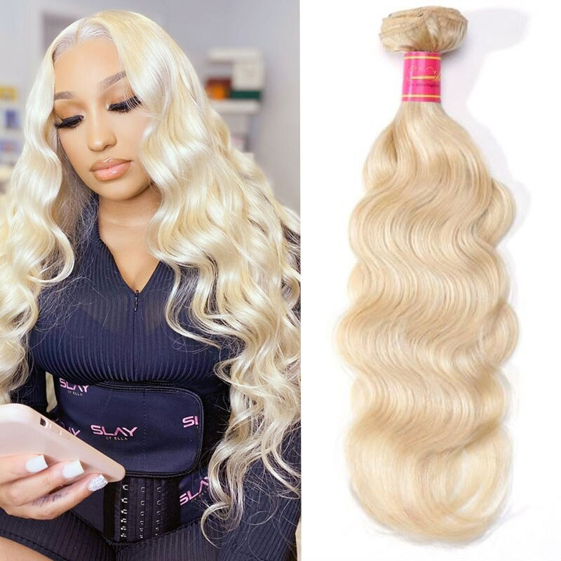 Mèches de cheveux vierges ondulées en vagues de corps blondes 613 en gros