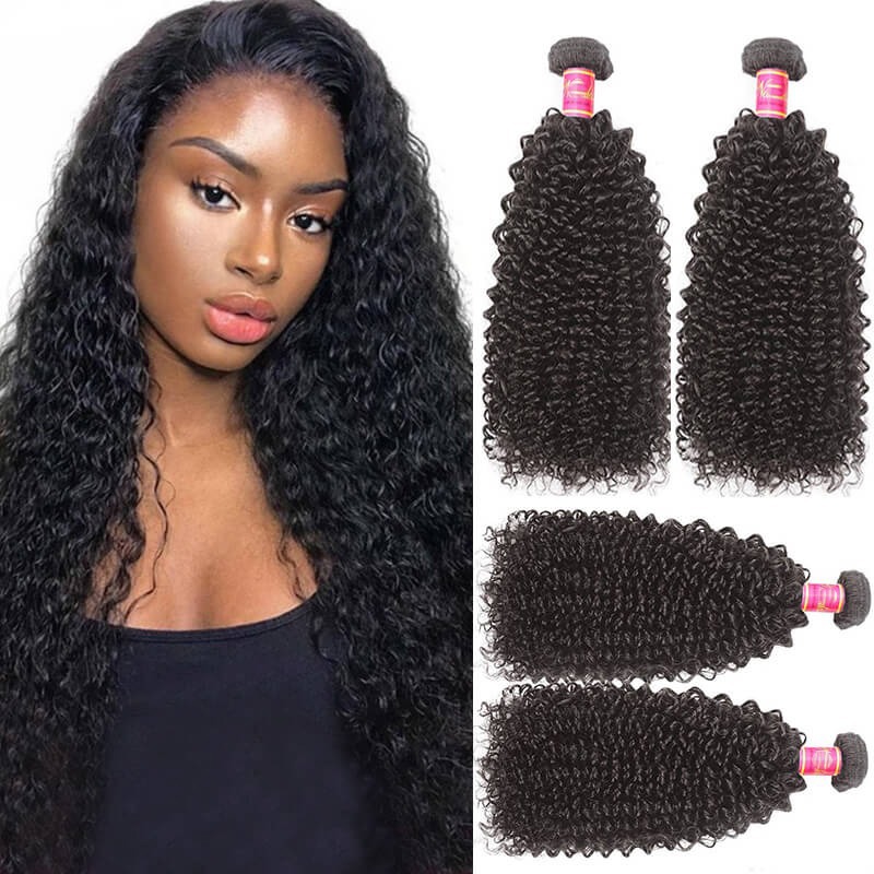 Lots de mèches de cheveux bouclés Kinky en gros, extensions de tissages de cheveux humains