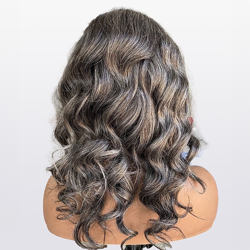 Wholesale Salt & Pepper Wigs Gray Color Wavy Wigs Glueless 13x4 Lace Front