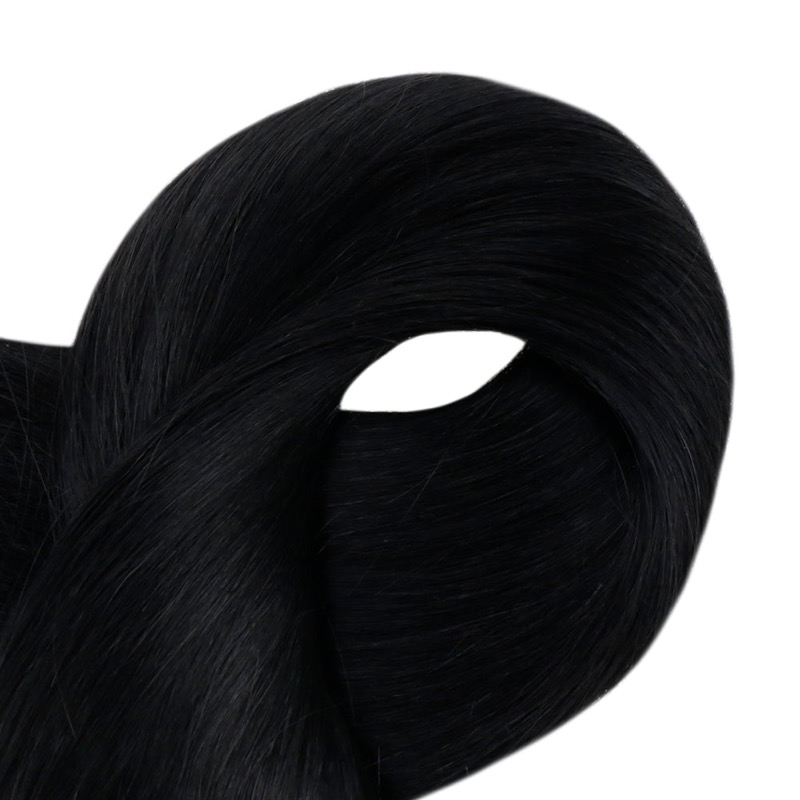Wholesale Supplier Jet Black #1 PU Seamless Clip-In Extensions
